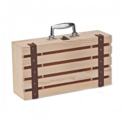 Κουτί βαλίτσα ξύλινη 2 φιάλων 35x19x10