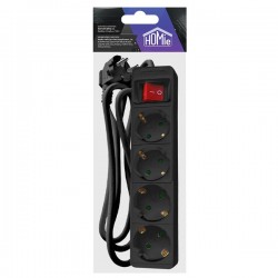 Πολύμπριζο μαύρο 4 θέσεων με διακόπτη on-off 