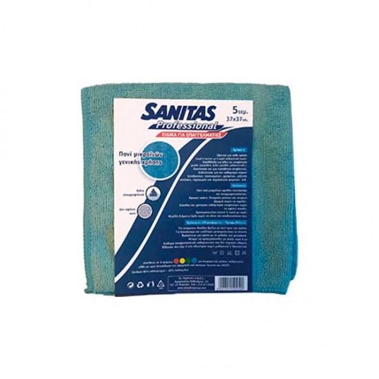 Πανί μικροϊνών μπλε 5 τεμ. 37x37cm  Sanitas professional