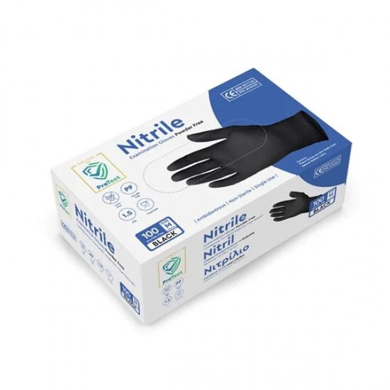 Γάντια Νιτριλίου medium μιας χρήσης μαύρα χωρίς πούδρα 100 τμχ