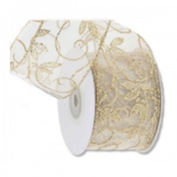 Κορδέλα 9 m Χρυσή με Κλαδάκι Χρυσόσκονη