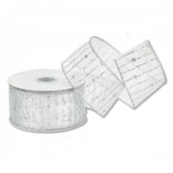 Κορδέλα 9 m Ασημί με Ασημί Ρίγες