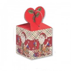 Κουτί 8,5 x 8,5 x 10 Καρώ Άγιος Βασίλης με GLITTER