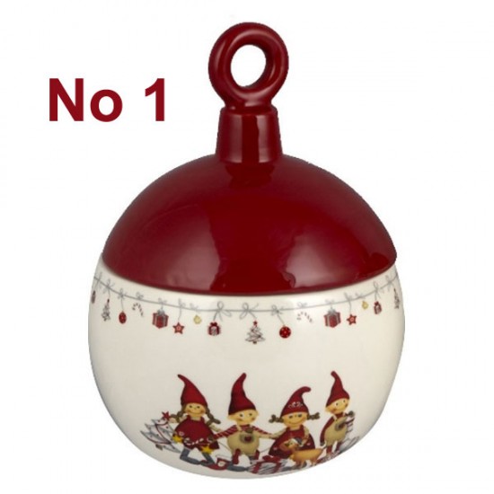 Χριστουγεννιάτικη Κεραμική Μπισκοτιέρα Μπάλα σε 2 Σχέδια