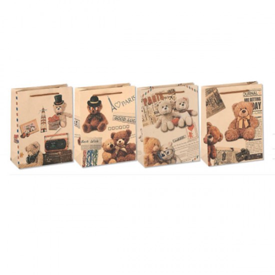 Τσάντες 18 x 23 x 8 Αρκουδάκια 4 Σχέδια 12τεμάχια