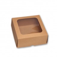 Κουτί κραφτ 14.5x14.5x6.5 με παράθυρο