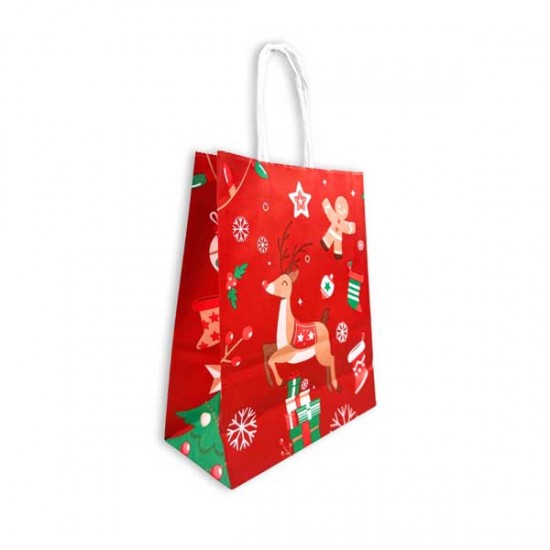 Χάρτινη τσάντα με στριφτή λαβή χριστουγεννιάτικη 18x8x22 cm Χάρτινη τσάντα με στριφτή λαβή χριστουγεννιάτικη 18x8x22 cm