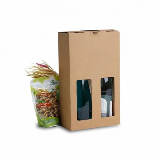 Κουτί κραφτ 2 φιαλών με διαχωριστικά 10x20x35.5 cm Κουτί κραφτ 2 φιαλών με διαχωριστικά 10x20x35.5 cm