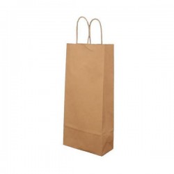 Χάρτινη τσάντα καφέ κραφτ στριφτό χερούλι 2 φιαλων με χώρισμα 18x8x39cm