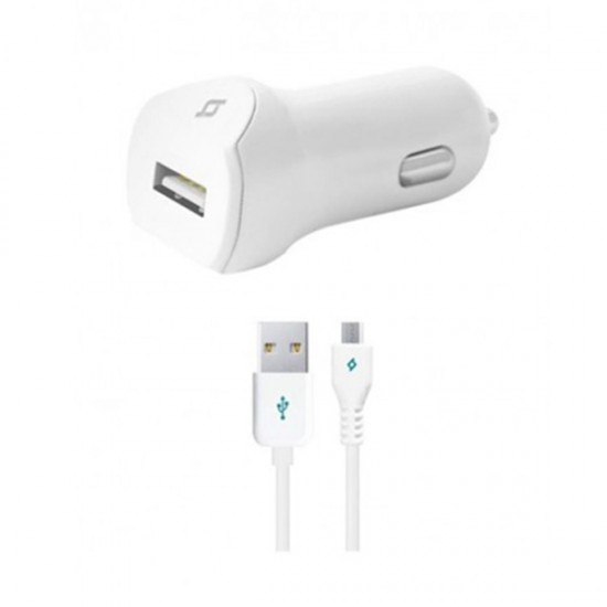 Ταχυφορτιστής Αυτοκινήτου με Καλώδιο Micro Άσπρο