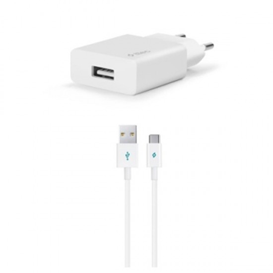 Ταχυφορτιστής Ταξιδιού με Καλώδιο Type-C Άσπρο